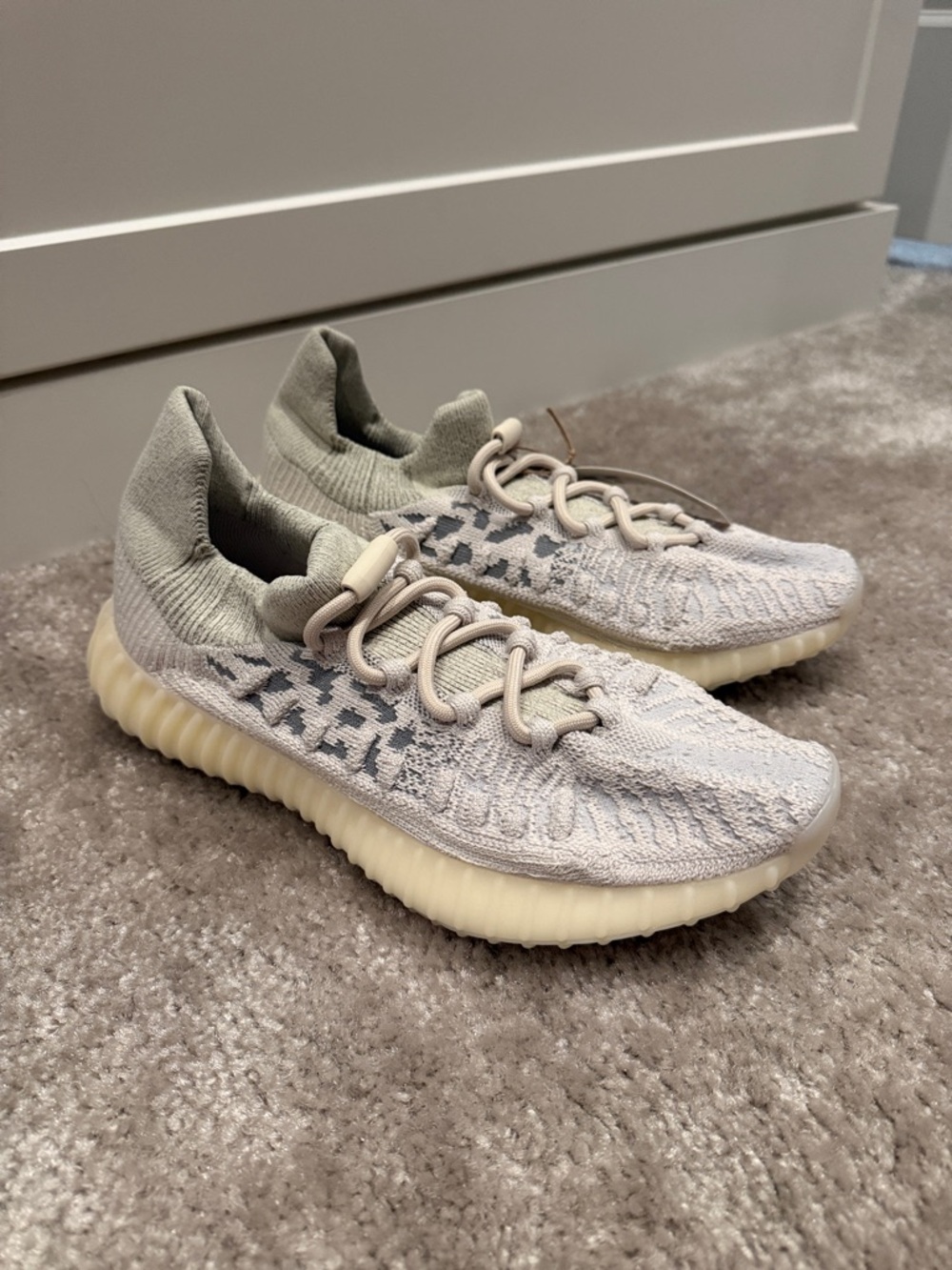 Yeezy Women's Light Gray Knit Athletic Sneakers